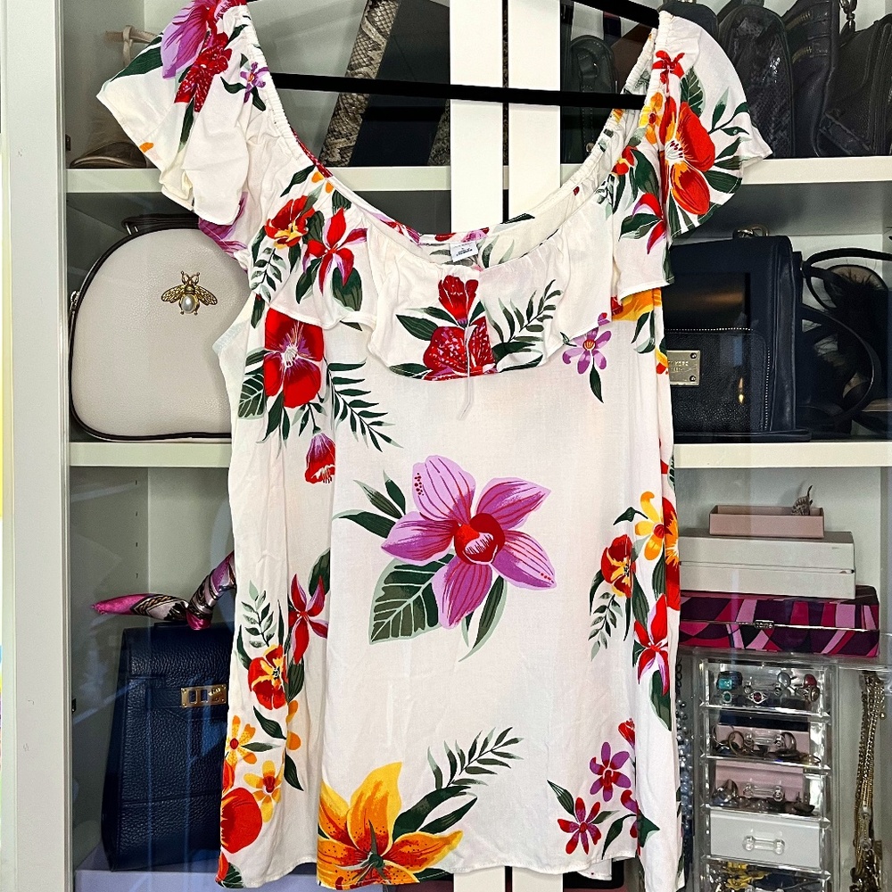 Tropical Floral Off the Shoulder Top